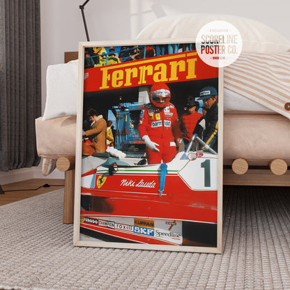 Lauda Ferrari Vintage F1 Poster