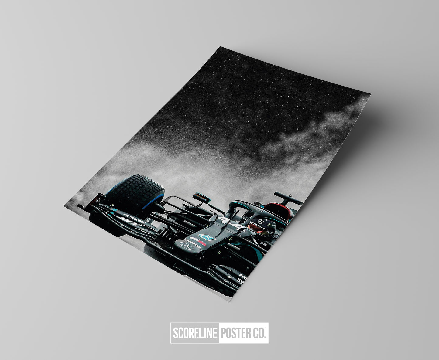 Lewis Hamilton Mercedes Rain F1 Poster