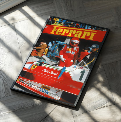 Lauda Ferrari Vintage F1 Poster