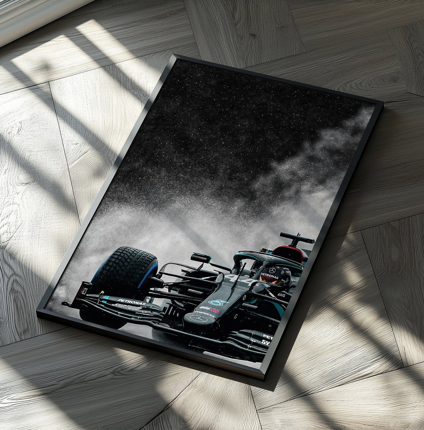 Lewis Hamilton Mercedes Rain F1 Poster