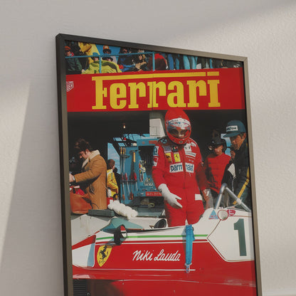 Lauda Ferrari Vintage F1 Poster