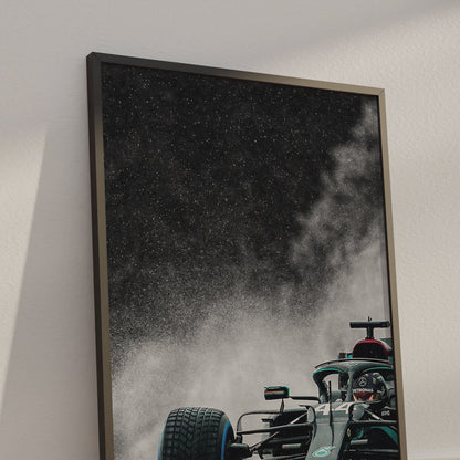 Lewis Hamilton Mercedes Rain F1 Poster