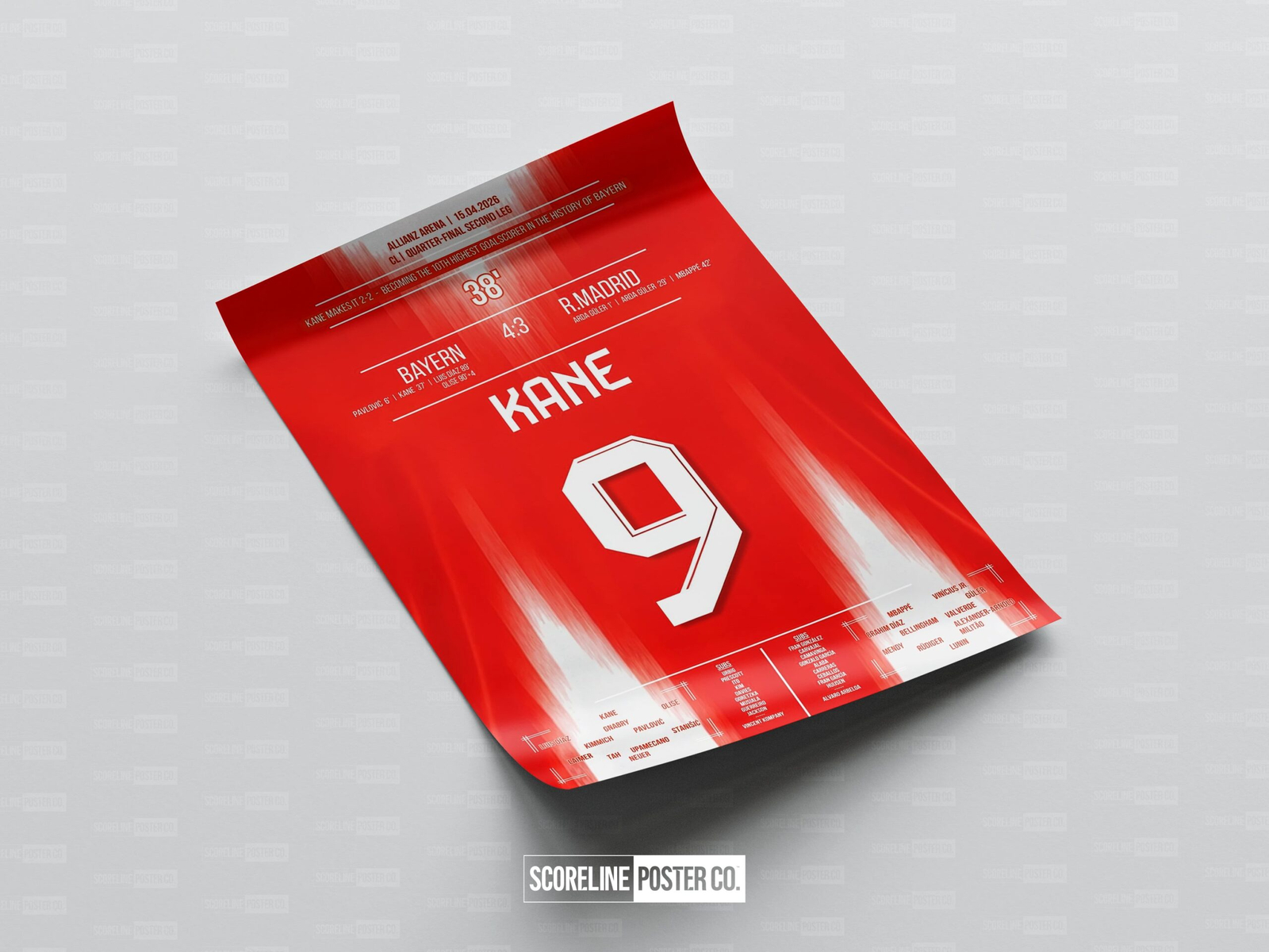 Harry Kane Shirt Poster - Image 4